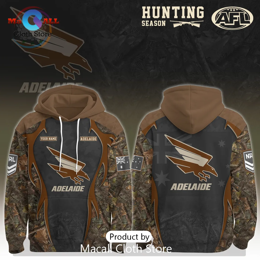 Adelaide Crows AFL 2026 Hunting Season Camo Hoodie