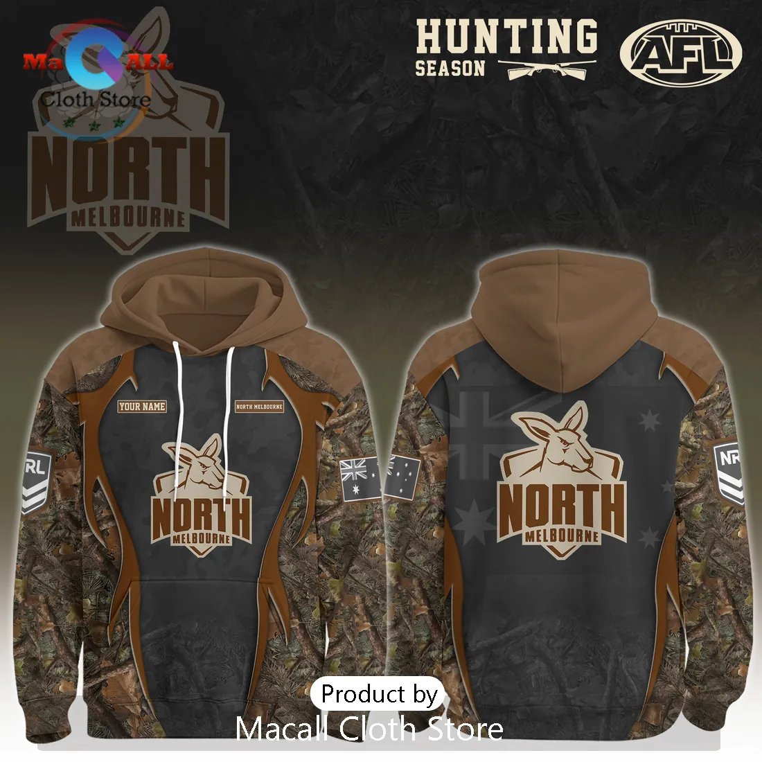 North Melbourne AFL 2026 Hunting Camo Personalized Limited Edition Hoodie