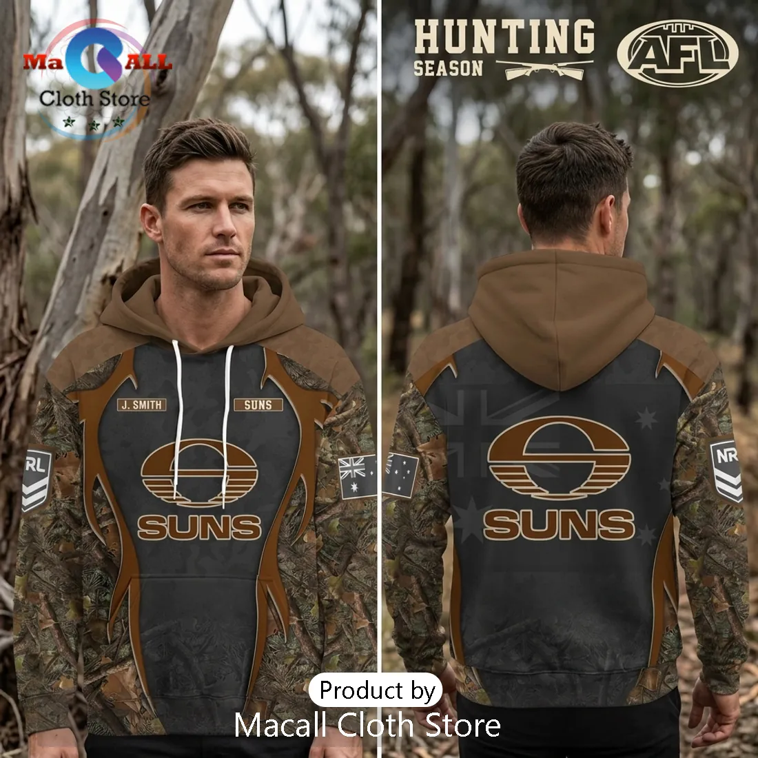 Gold Coast Suns AFL Hunting Season Camo Limited Edition Hoodie