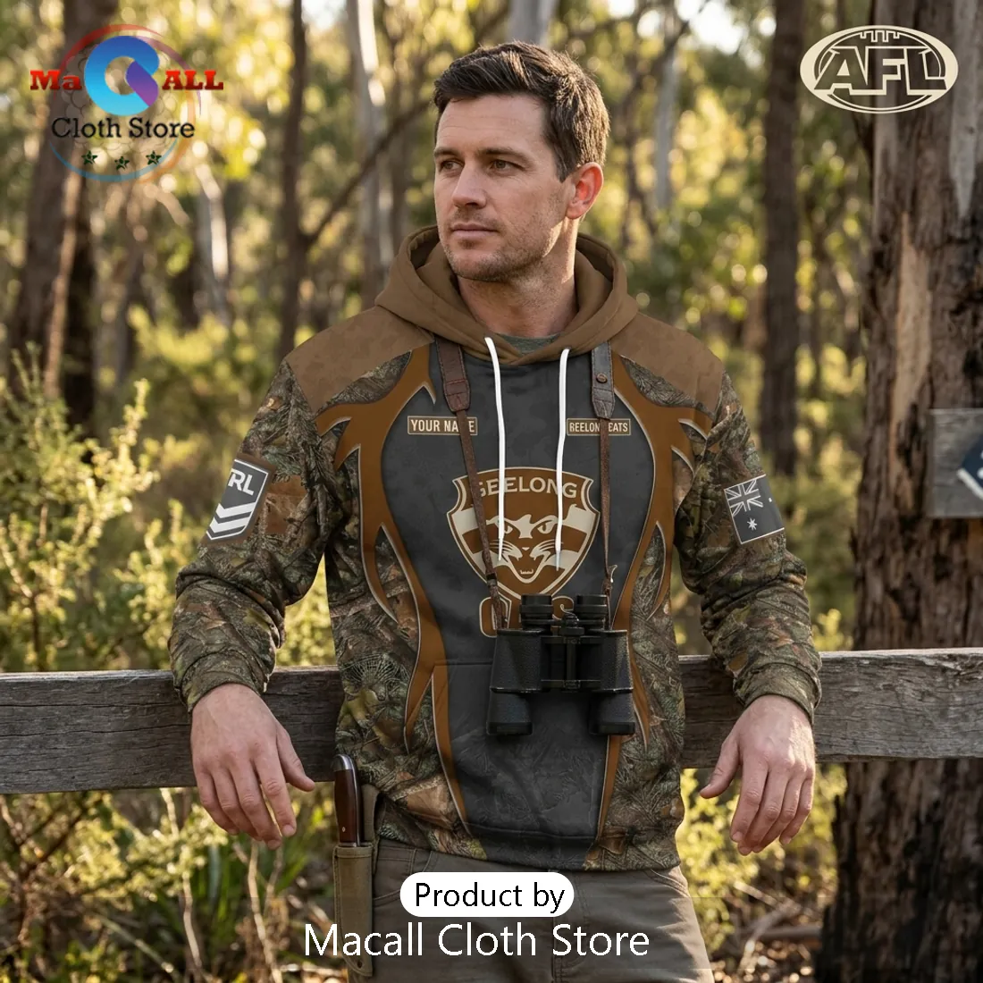 Geelong Cats AFL Hunting Season Personalized Camo Hoodie