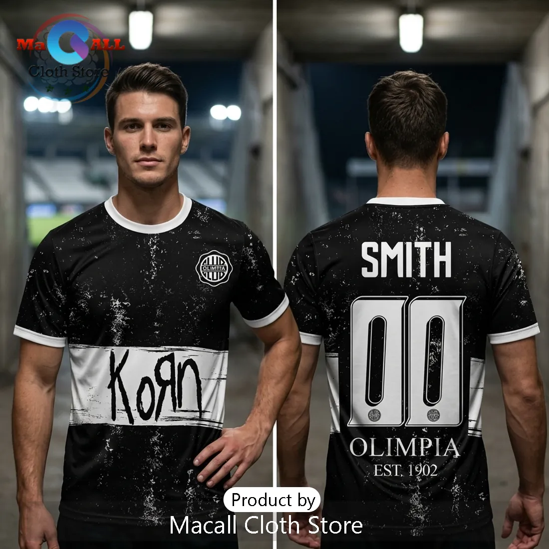 Korn Olimpia Black & White Custom T-Shirt Korn Olimpia Black & White Custom T-Shirt