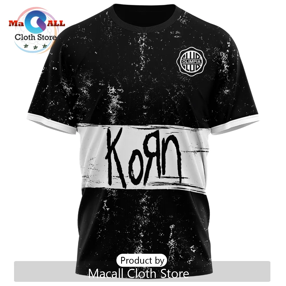 Korn Olimpia Black & White Custom T-Shirt Korn Olimpia Black & White Custom T-Shirt