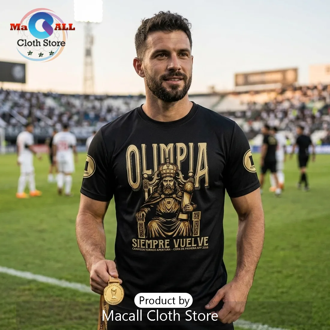 Olimpia Siempre Vuelve 2026 Champion King Throne Black T-Shirt Olimpia Siempre Vuelve 2026 Champion King Throne Black T-Shirt