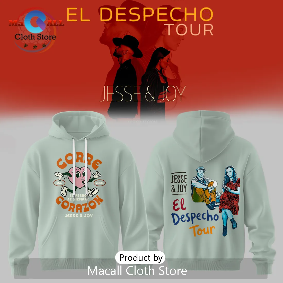 Jesse & Joy El Despecho Tour Corazón Mint Green Hoodie Jesse & Joy El Despecho Tour Corazón Mint Green Hoodie