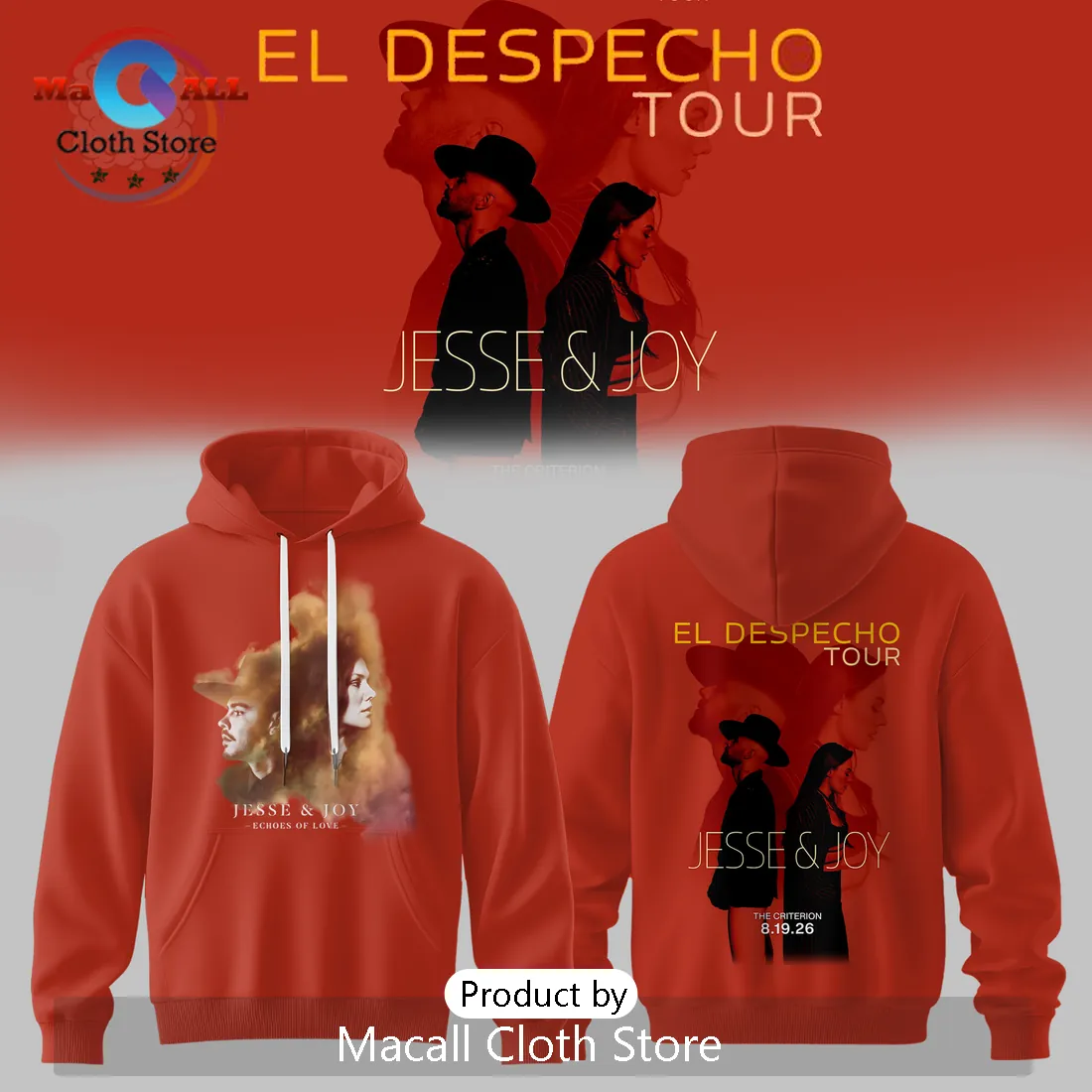 Jesse & Joy El Despecho Tour Official Concert Red Hoodie Jesse & Joy El Despecho Tour Official Concert Red Hoodie