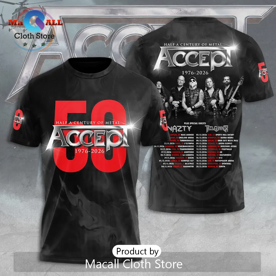 Accept 50th Anniversary Tour 2026 Half Century of Metal Hoodie Accept 50th Anniversary Tour 2026 Half Century of Metal Hoodie