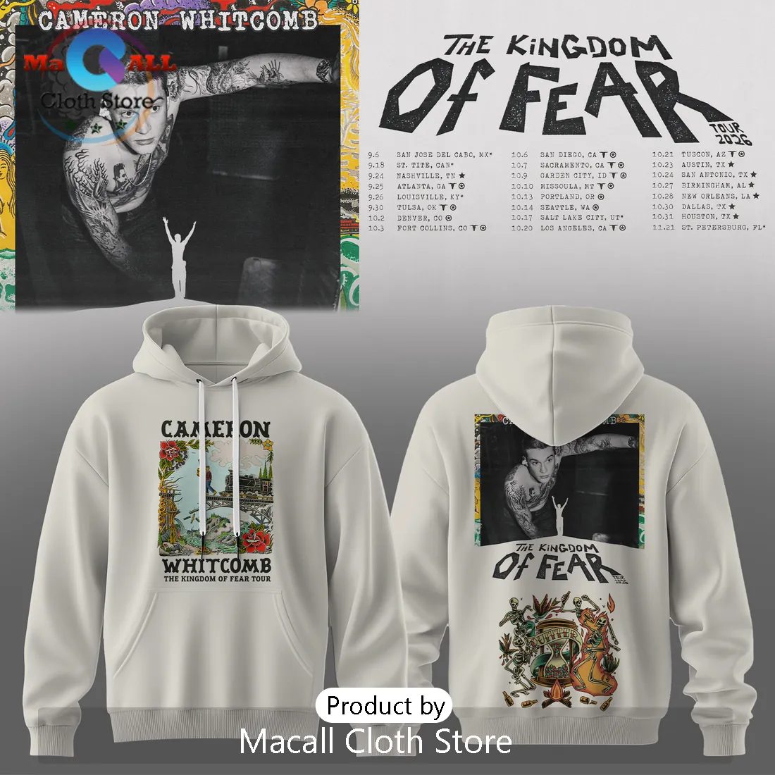 Cameron Whitcomb The Kingdom Of Fear 2026 Tour Hoodie Cameron Whitcomb The Kingdom Of Fear 2026 Tour Hoodie