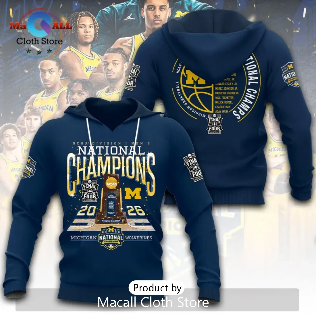 Michigan Wolverines NCAA Basketball 2026 National Champions Hoodie Michigan Wolverines NCAA Basketball 2026 National Champions Hoodie