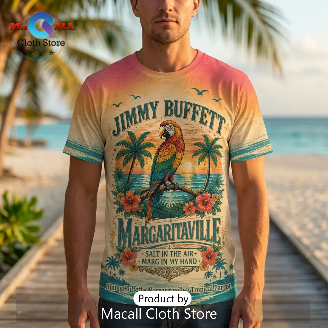 Margaritaville Jimmy Buffett Parrot Salt Air Beach Shirt Margaritaville Jimmy Buffett Parrot Salt Air Beach Shirt