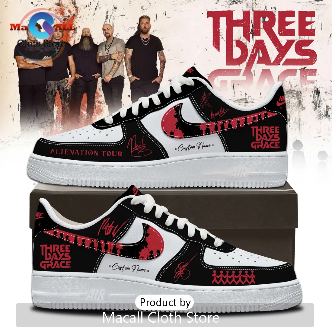 Three Days Grace Alienation Tour Custom AF1 Sneakers Three Days Grace Alienation Tour Custom AF1 Sneakers