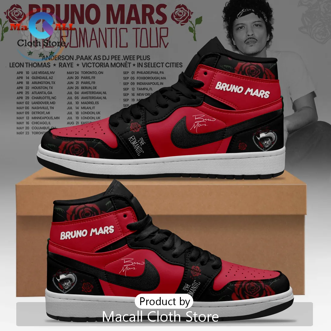 Bruno Mars The Romantic Tour Limited Edition Air Jordan 1 High-Top Bruno Mars The Romantic Tour Limited Edition Air Jordan 1 High-Top