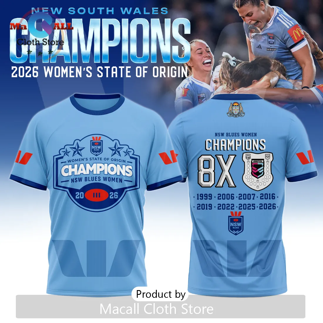 New South Wales Blues Women’s State of Origin 2026 Champions Shirt New South Wales Blues Women’s State of Origin 2026 Champions Shirt