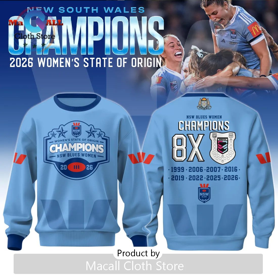New South Wales Blues Women’s State of Origin 2026 Champions Shirt New South Wales Blues Women’s State of Origin 2026 Champions Shirt
