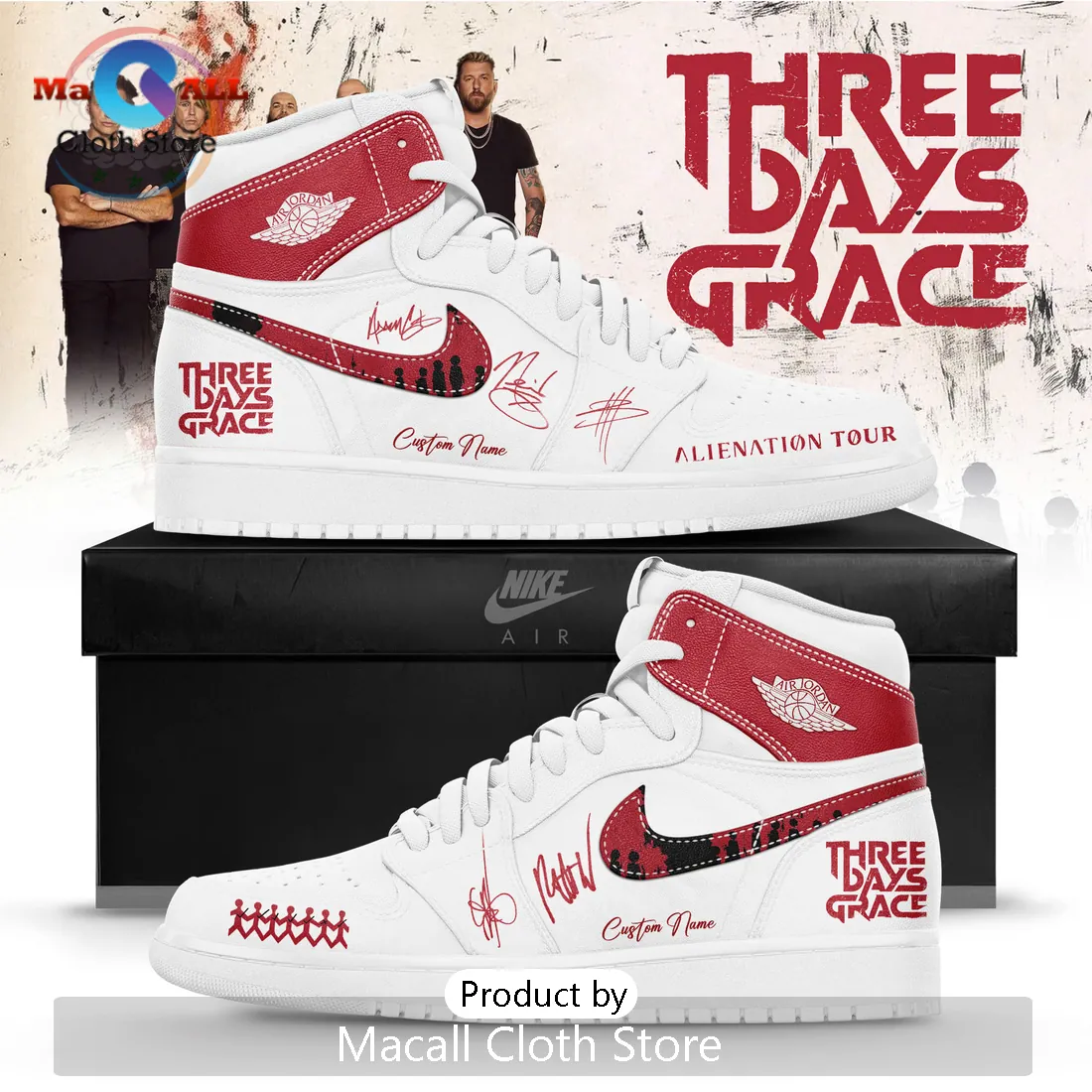 Three Days Grace Alienation Tour Signature AJ1 Sneakers Three Days Grace Alienation Tour Signature AJ1 Sneakers