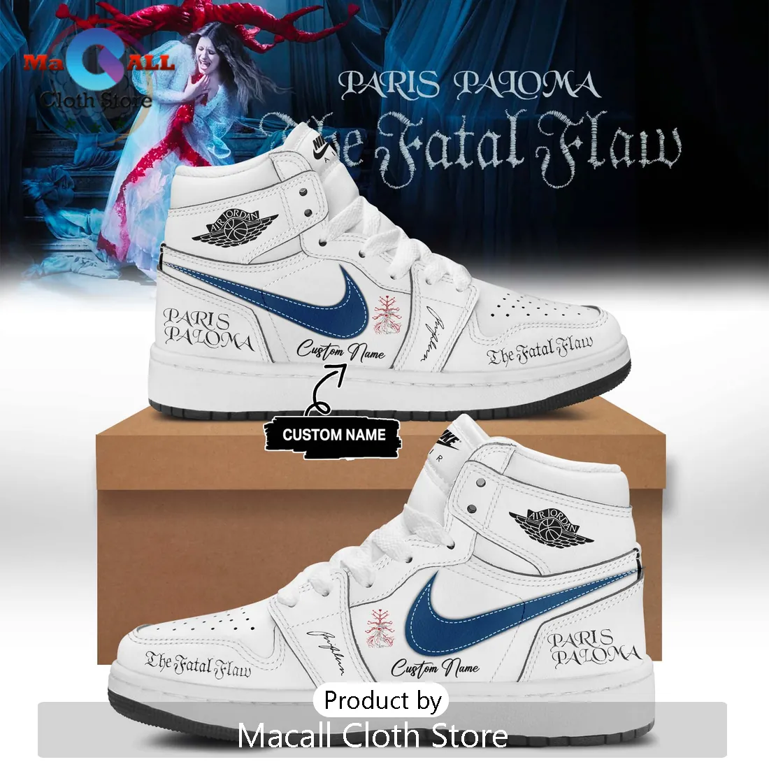 Custom Paris Paloma The Fatal Flaw Air Jordan 1 Sneakers Custom Paris Paloma The Fatal Flaw Air Jordan 1 Sneakers