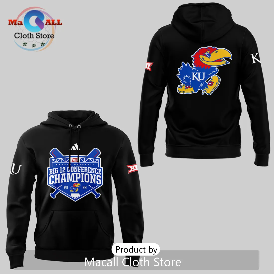 Kansas Jayhawks 2026 Big 12 Baseball Champions Pullover Hoodie Kansas Jayhawks 2026 Big 12 Baseball Champions Pullover Hoodie