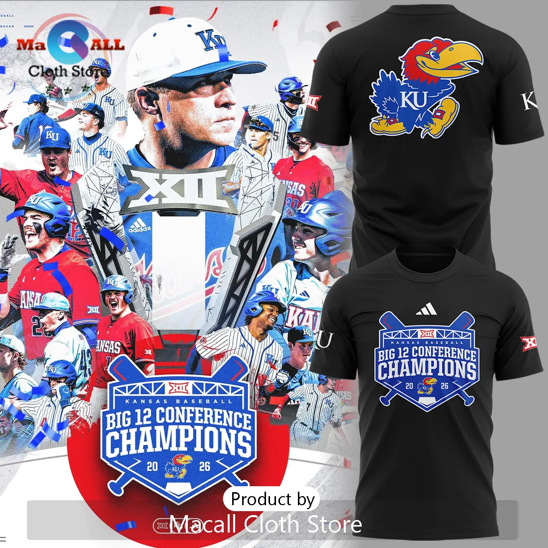 Kansas Jayhawks 2026 Big 12 Baseball Champions Pullover Hoodie Kansas Jayhawks 2026 Big 12 Baseball Champions Pullover Hoodie