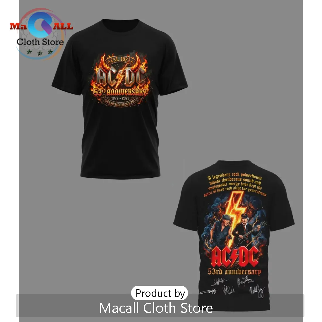 AC/DC 53rd Anniversary 1973-2026 Rock & Roll Shirt AC/DC 53rd Anniversary 1973-2026 Rock & Roll Shirt