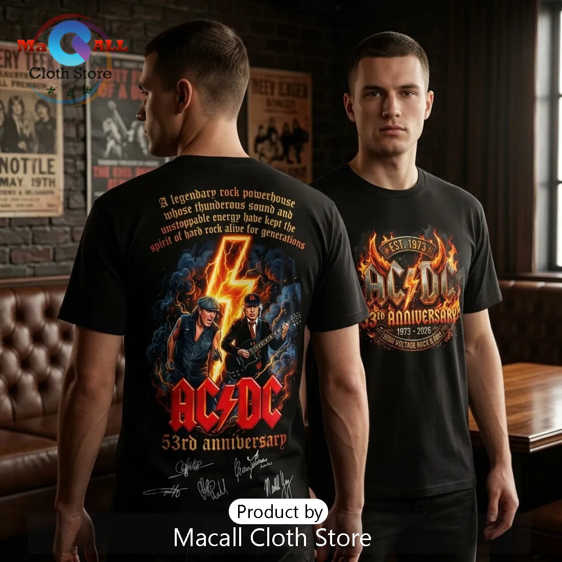 AC/DC 53rd Anniversary 1973-2026 Rock & Roll Shirt AC/DC 53rd Anniversary 1973-2026 Rock & Roll Shirt