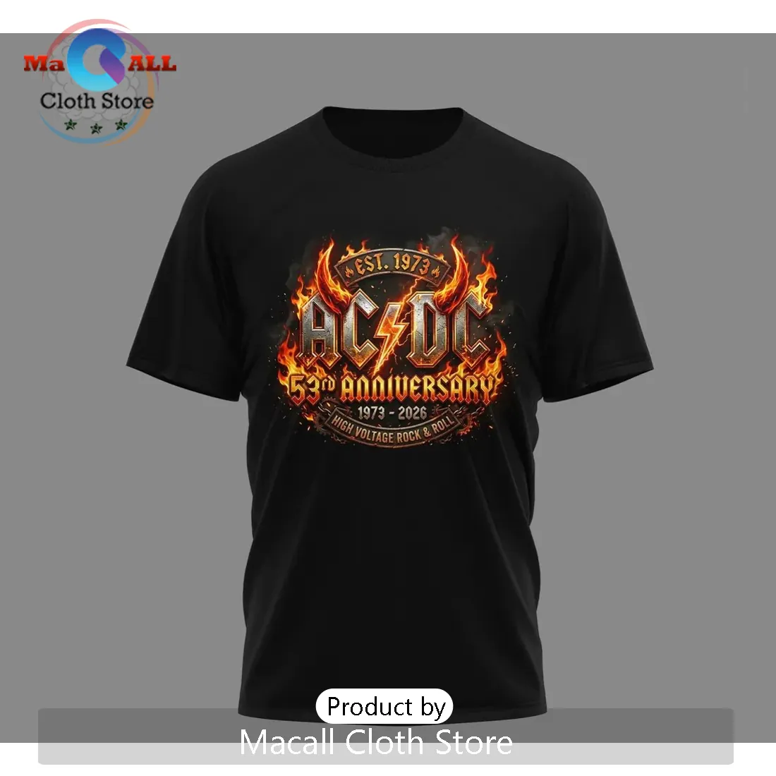 AC/DC 53rd Anniversary 1973-2026 Rock & Roll Shirt AC/DC 53rd Anniversary 1973-2026 Rock & Roll Shirt