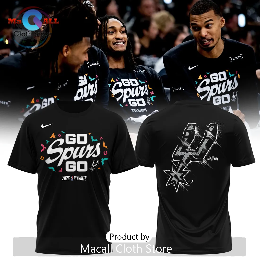 San Antonio Spurs 2026 Playoffs Go Spurs Go Black Hoodie San Antonio Spurs 2026 Playoffs Go Spurs Go Black Hoodie