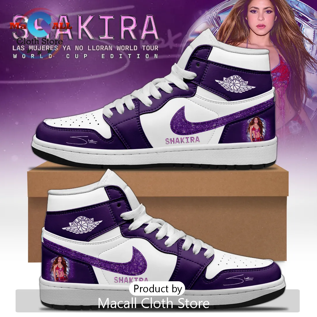 Shakira Las Mujeres Ya No Lloran World Tour World Cup High-Top Sneakers Shakira Las Mujeres Ya No Lloran World Tour World Cup High-Top Sneakers