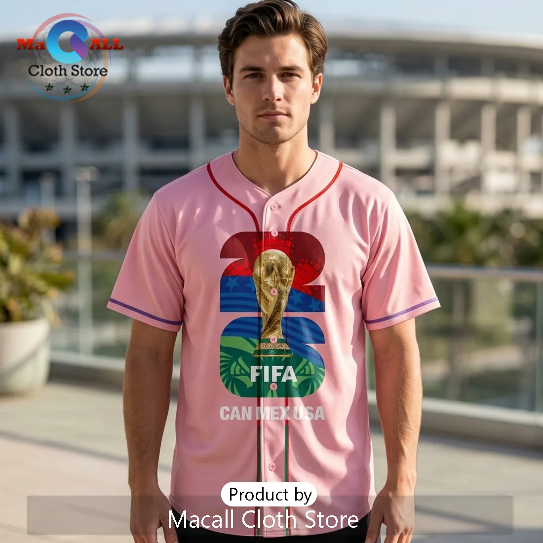 Katy Perry x World Cup 2026 FIFA CAN MEX USA Pink Baseball Jersey Katy Perry x World Cup 2026 FIFA CAN MEX USA Pink Baseball Jersey