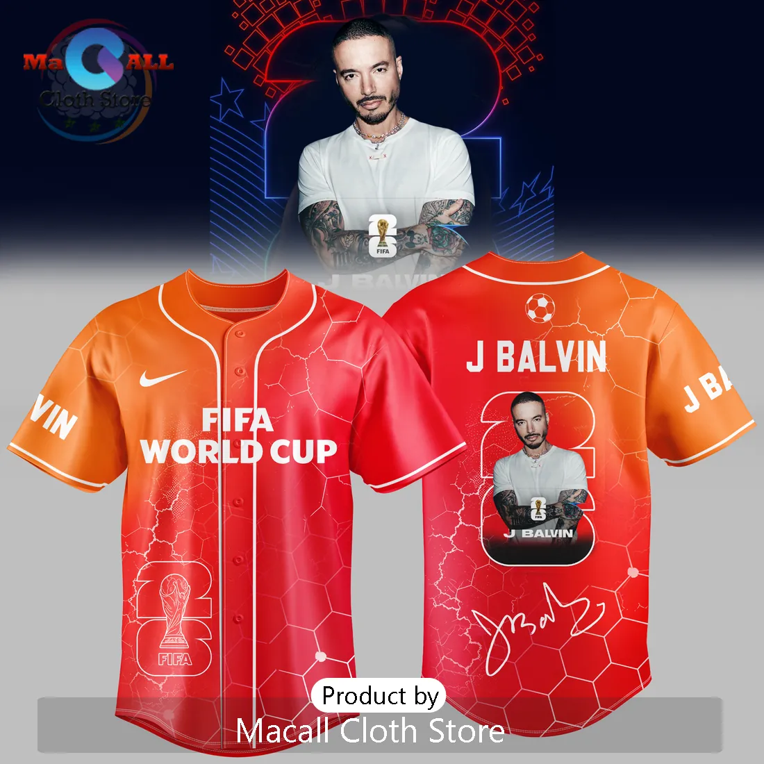 J Balvin x FIFA World Cup 2026 HexaPitch Ember Baseball Jersey J Balvin x FIFA World Cup 2026 HexaPitch Ember Baseball Jersey