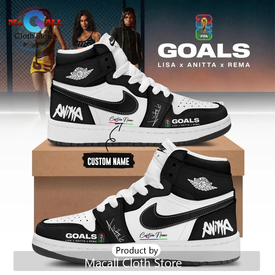 Anitta Goals FIFA World Cup 2026 Limited Edition Air Jordan 1 Sneakers Anitta Goals FIFA World Cup 2026 Limited Edition Air Jordan 1 Sneakers