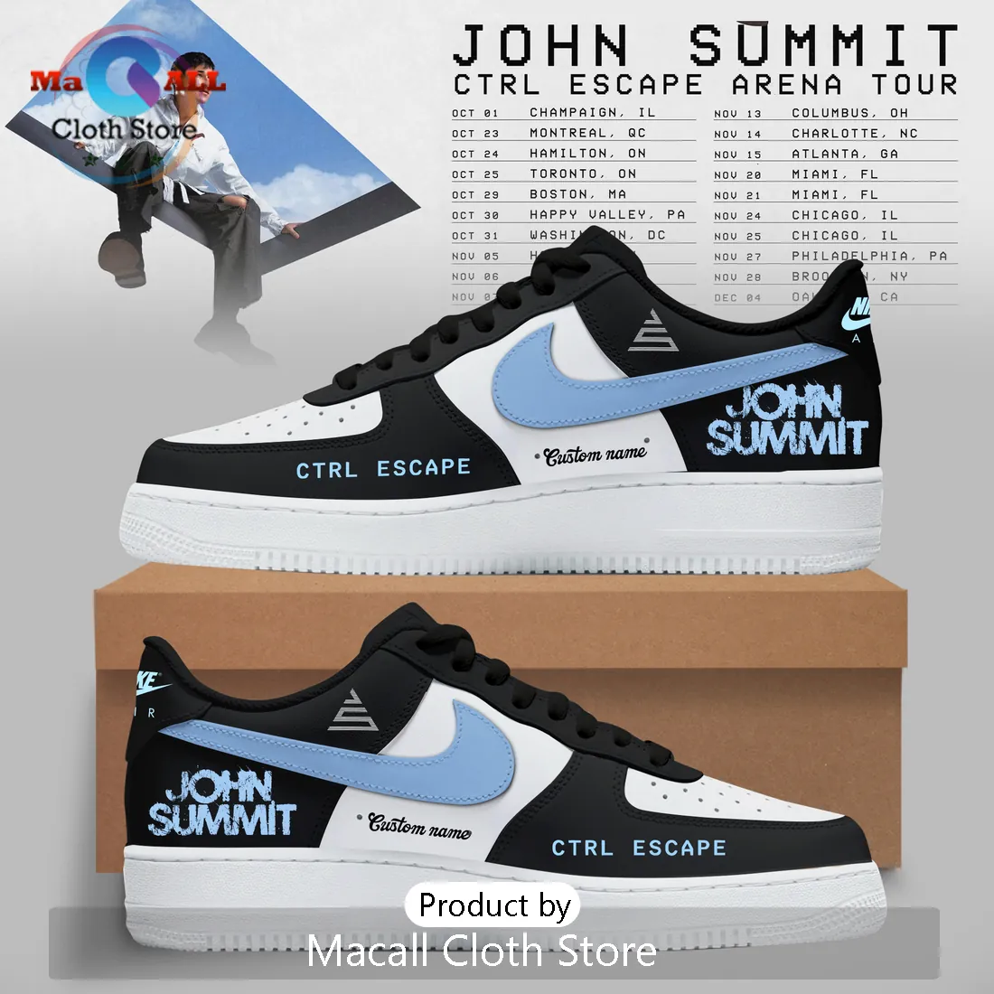 John Summit CTRL Escape Arena Tour Custom Air Force 1 Sneakers John Summit CTRL Escape Arena Tour Custom Air Force 1 Sneakers