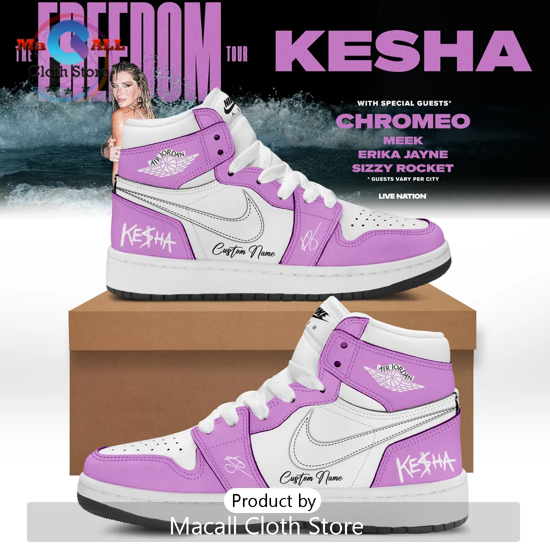 Kesha The Freedom Tour Custom Pink Purple Air Jordan 1 High Top Kesha The Freedom Tour Custom Pink Purple Air Jordan 1 High Top