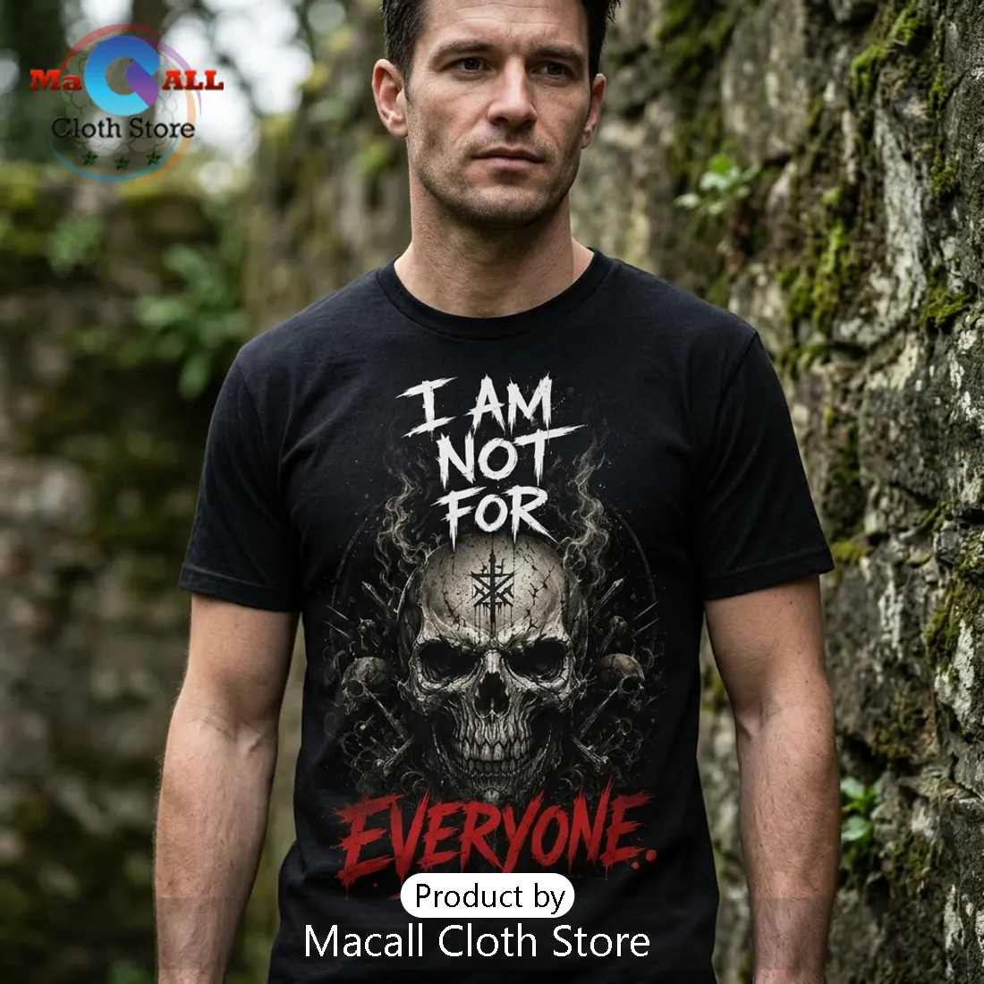 I Am Not For Everyone Gothic Skull Grunge Graphic Black T-Shirt