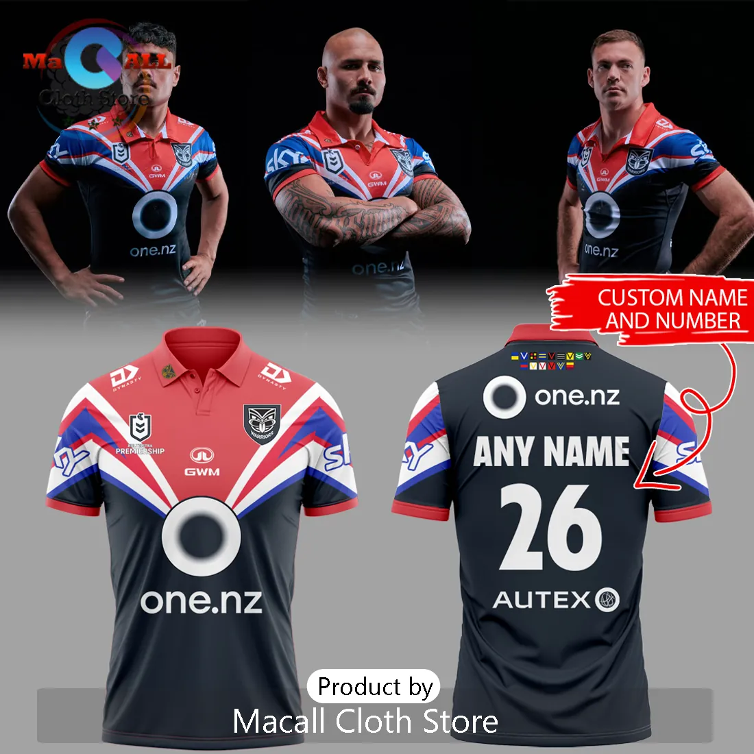 New Zealand Warriors 2026 Kotahitanga Personalized Rugby Polo Shirt