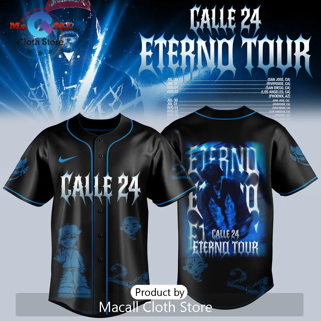 Calle 24 Eterno Tour Limited Edition Baseball Jersey 2026 Calle 24 Eterno Tour Limited Edition Baseball Jersey 2026