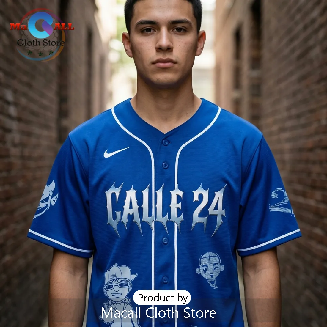 Calle 24 Eterno Tour Concert Graphic Royal Blue Baseball Jersey Calle 24 Eterno Tour Concert Graphic Royal Blue Baseball Jersey