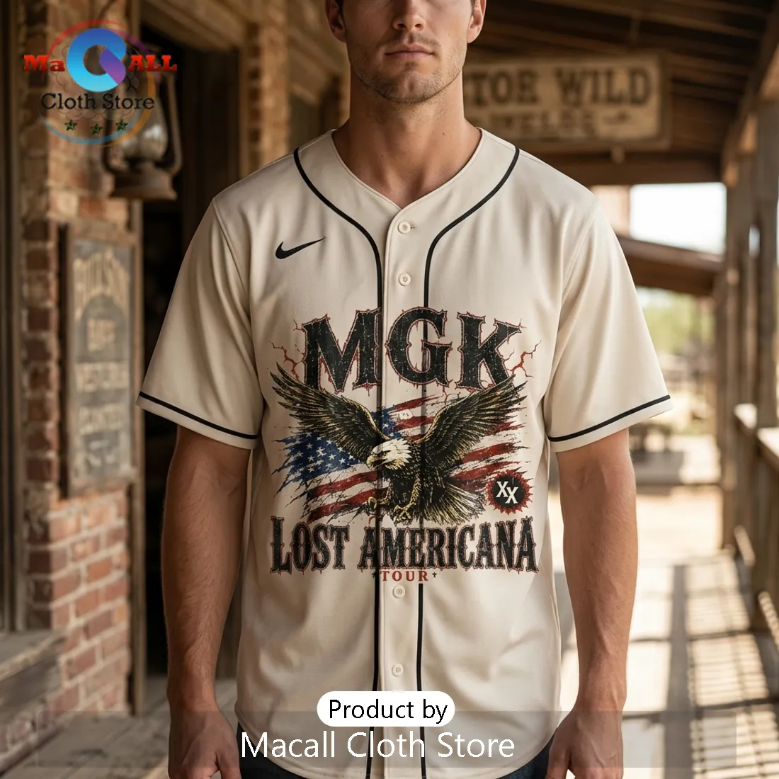 MGK Lost Americana Tour 2026 Limited Edition Cream Baseball Jersey