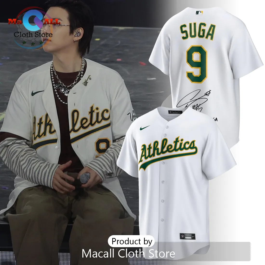 SUGA x Oakland Athletics Vegas Concert Edition White Baseball Jersey