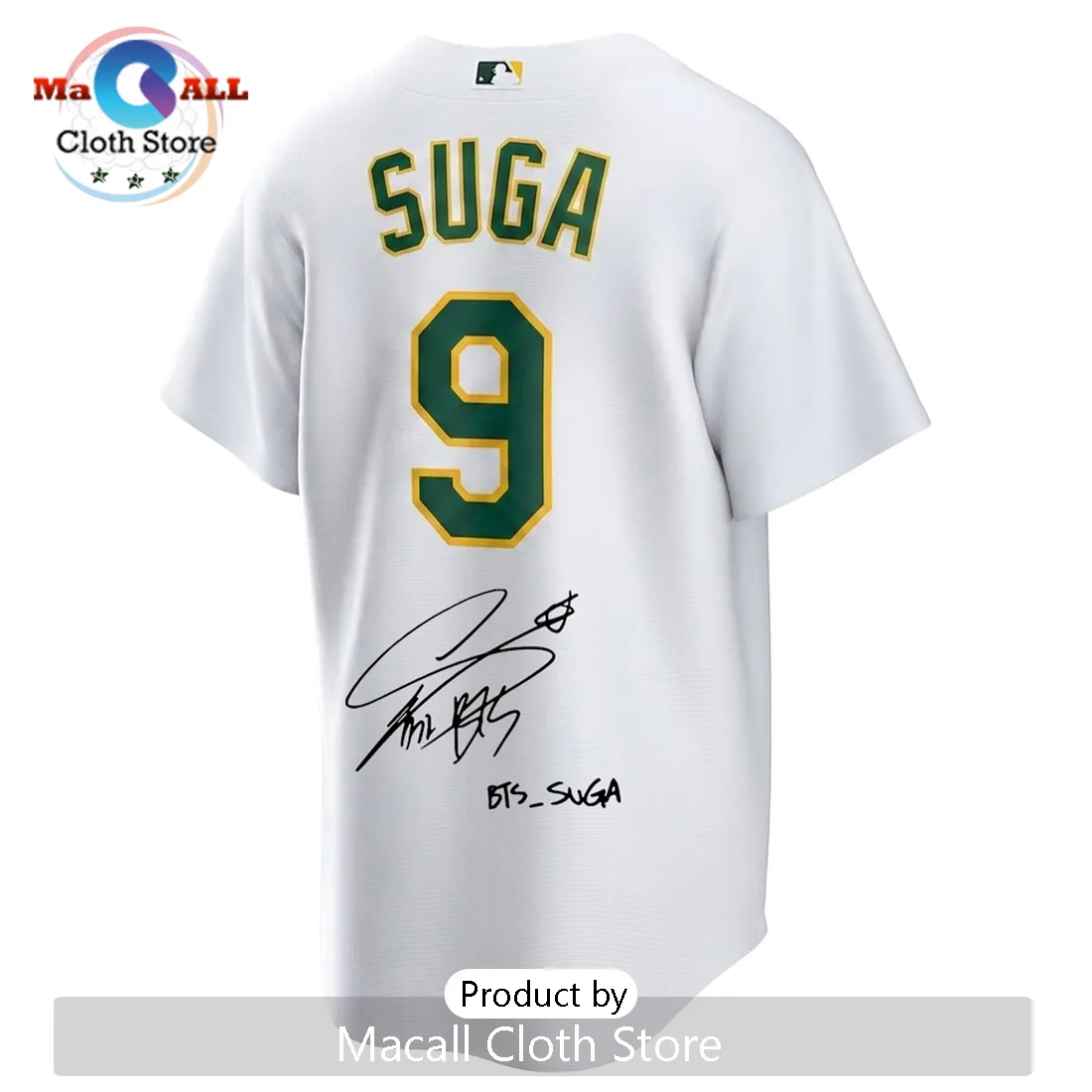 SUGA x Oakland Athletics Vegas Concert Edition White Baseball Jersey SUGA x Oakland Athletics Vegas Concert Edition White Baseball Jersey