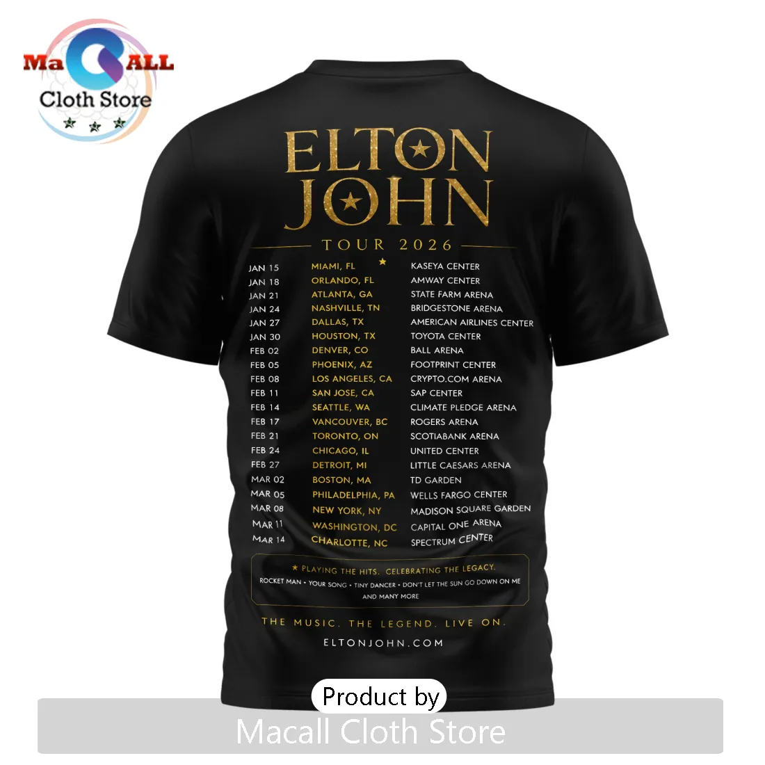 Elton John Tour 2026 Farewell Never Ends Concert Black T-Shirt Elton John Tour 2026 Farewell Never Ends Concert Black T-Shirt