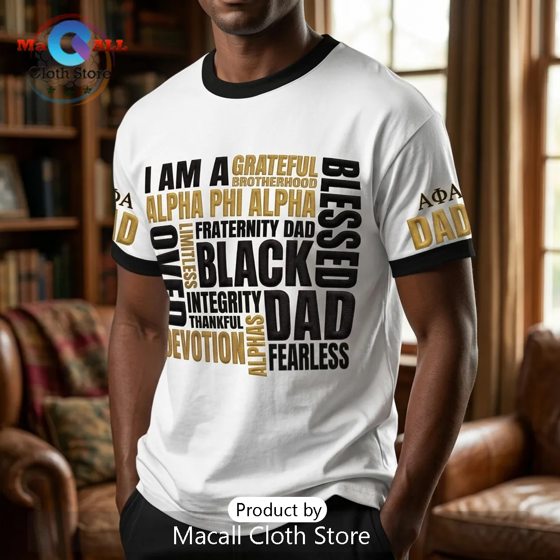 Alpha Phi Alpha Fraternity Black Dad Blessed Brotherhood Ringer T-Shirt Alpha Phi Alpha Fraternity Black Dad Blessed Brotherhood Ringer T-Shirt