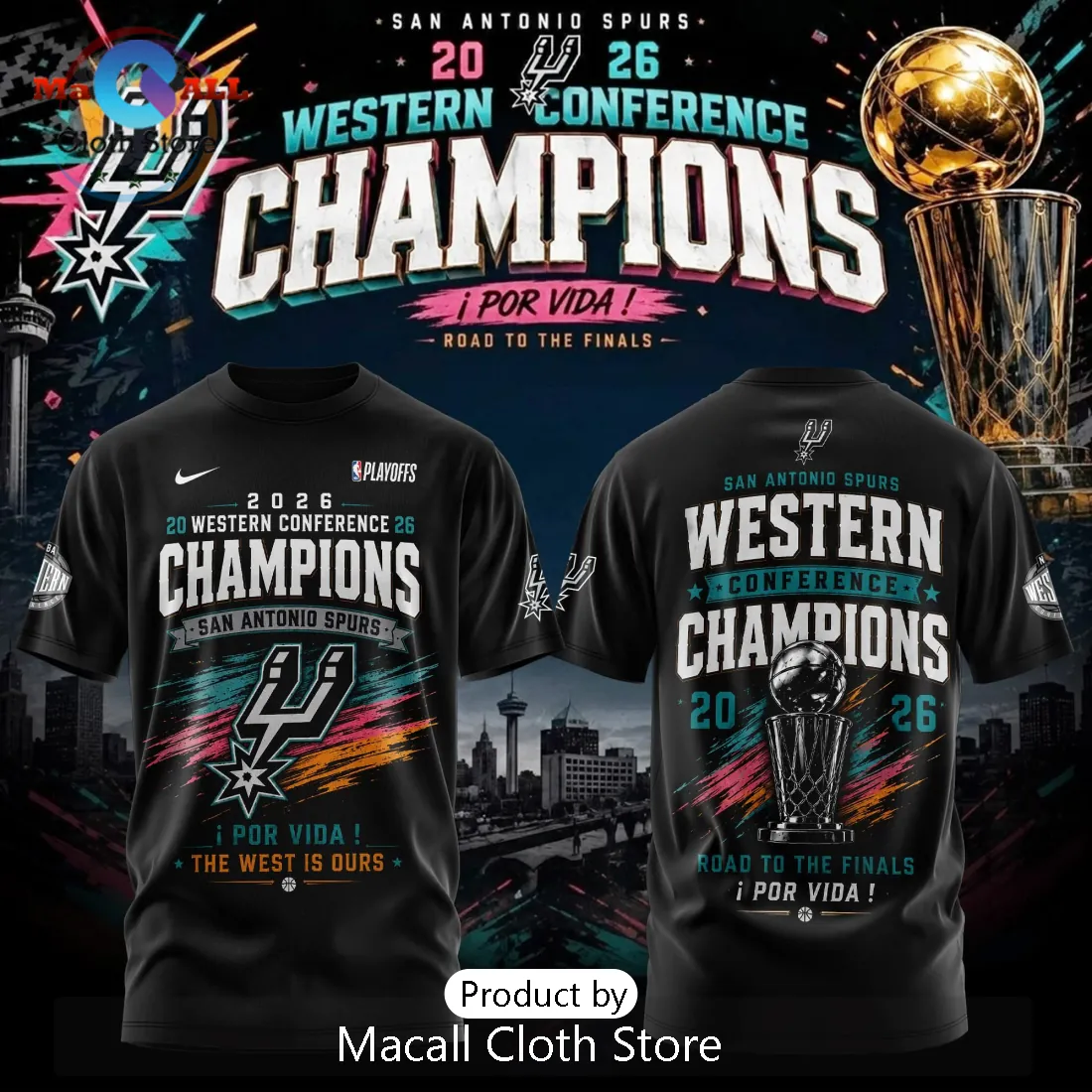 San Antonio Spurs 2026 Western Conference Champions Playoffs T-Shirt