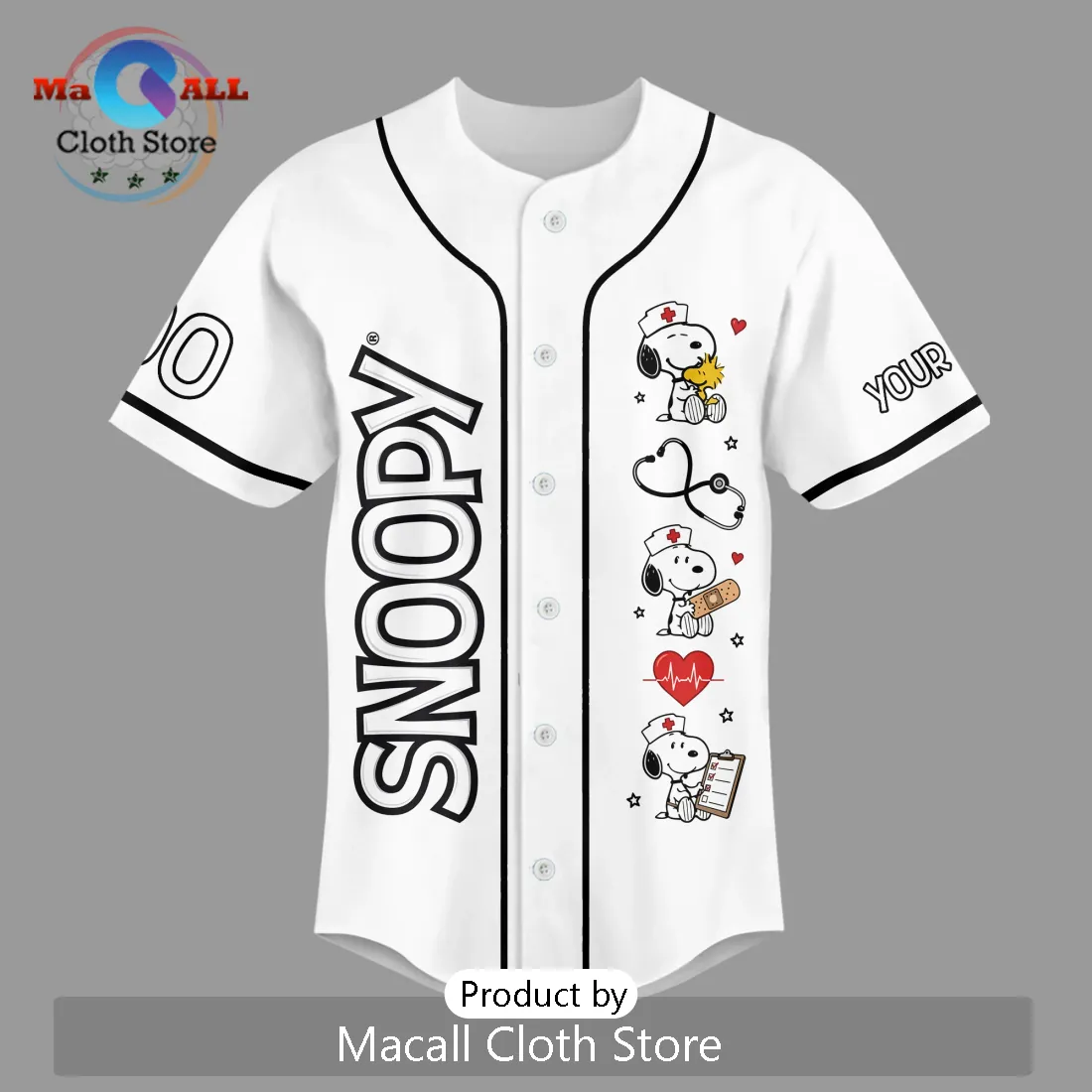 Snoopy x Nurse Life Custom Healthcare Appreciation Baseball Jersey Snoopy x Nurse Life Custom Healthcare Appreciation Baseball Jersey