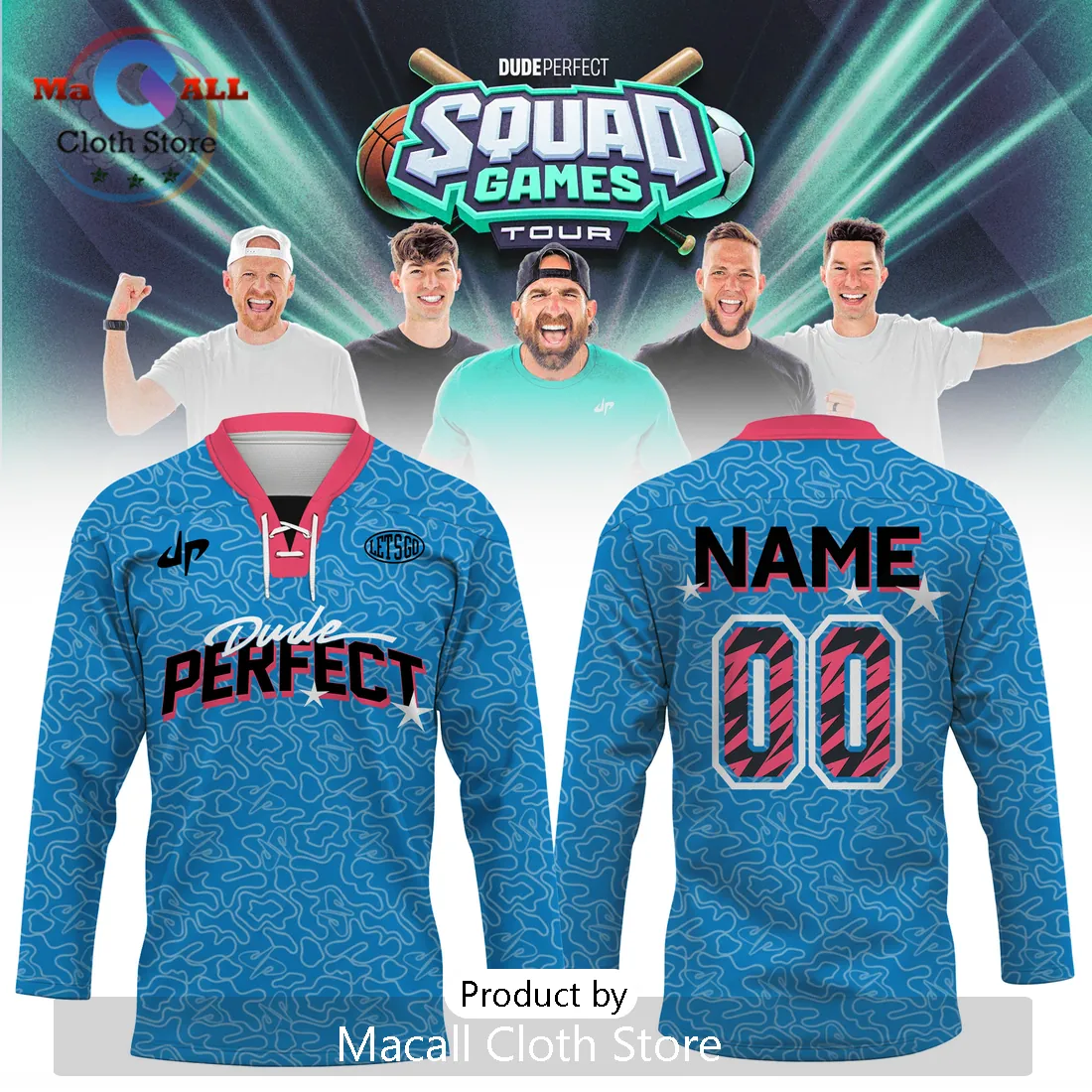 Dude Perfect Squad Games Tour 2026 Personalized Blue Hockey Jersey Dude Perfect Squad Games Tour 2026 Personalized Blue Hockey Jersey