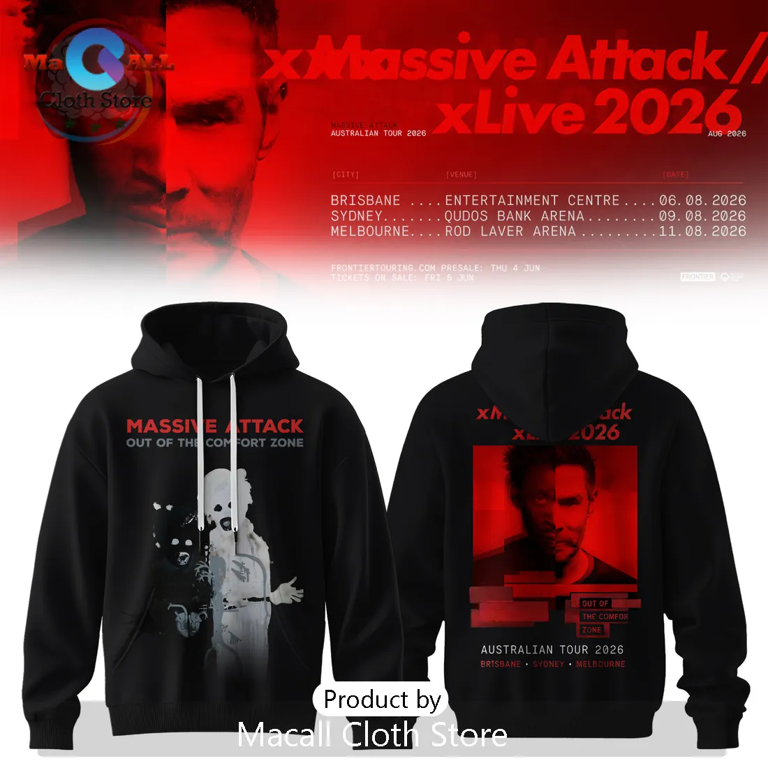 Massive Attack x Live 2026 Australian Tour Black Hoodie