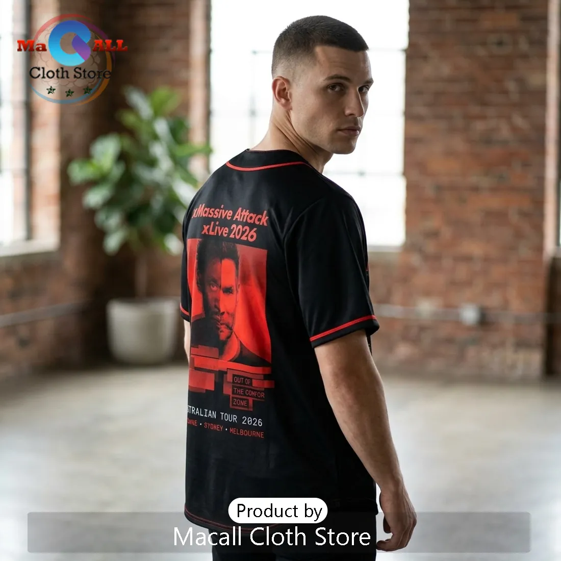 Massive Attack x Live 2026 Australian Tour Black Baseball Jersey