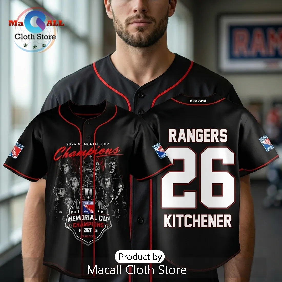 Kitchener Rangers 2026 Memorial Cup Champions Black Baseball Jersey