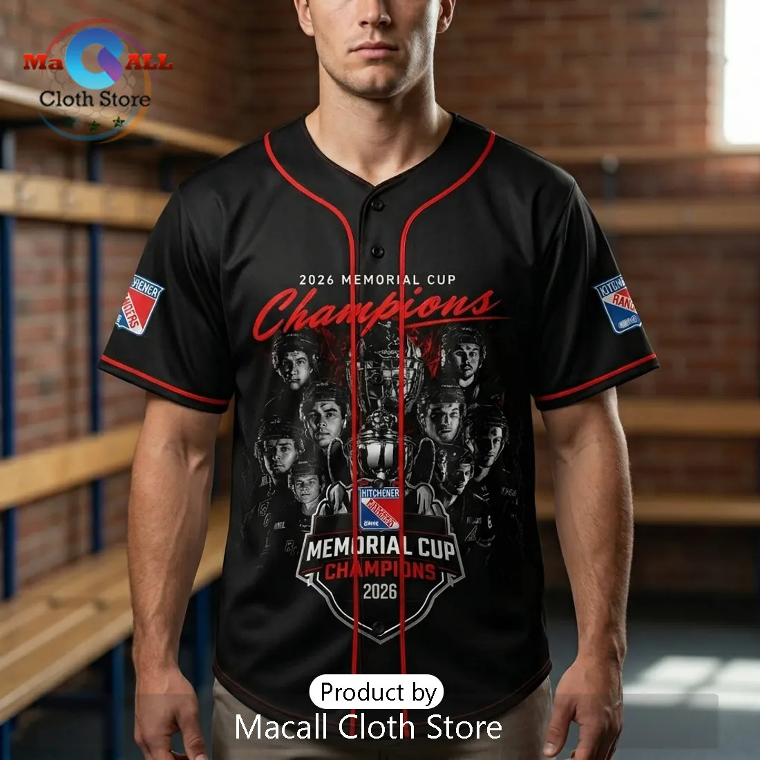 Kitchener Rangers 2026 Memorial Cup Champions Black Baseball Jersey Kitchener Rangers 2026 Memorial Cup Champions Black Baseball Jersey