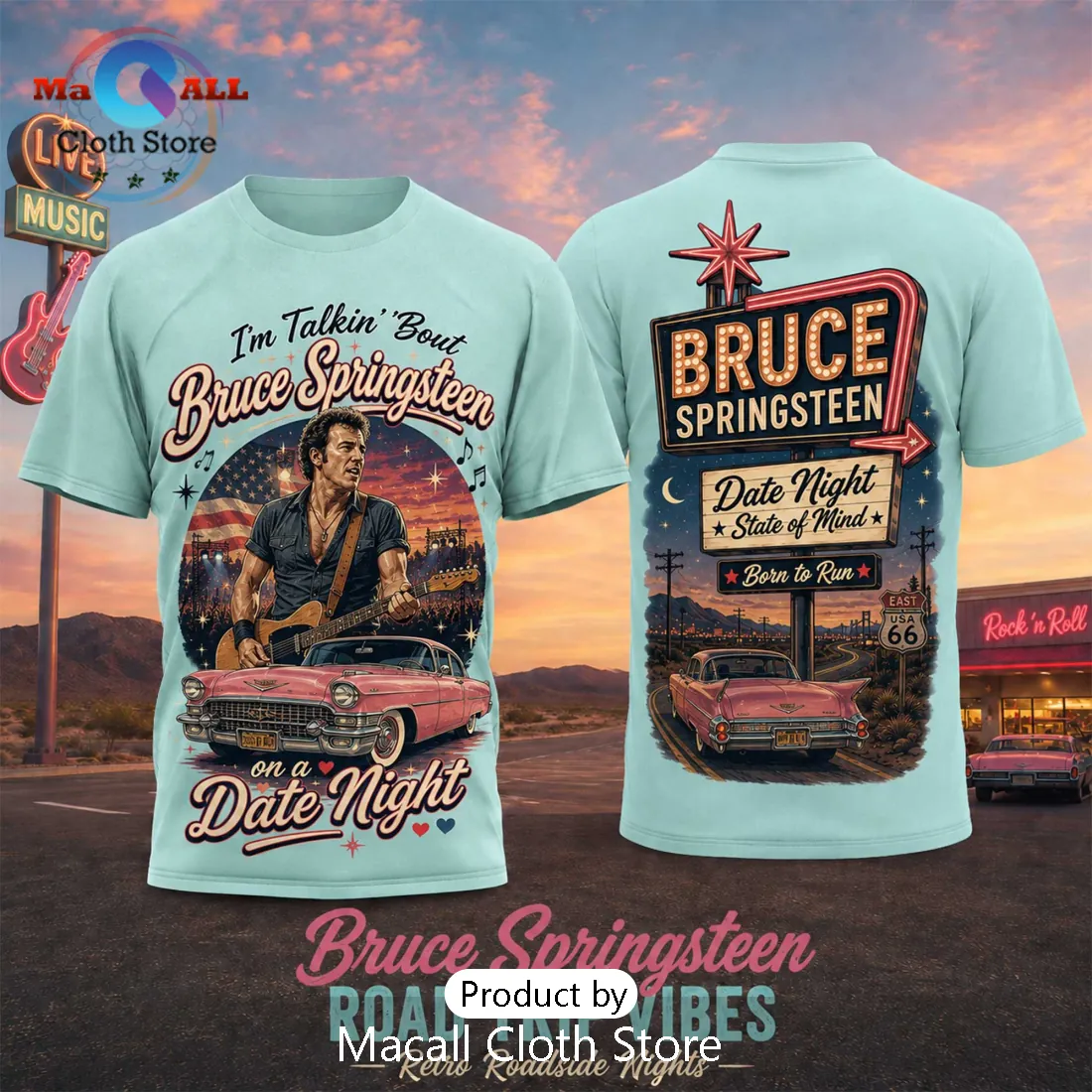 Bruce Springsteen Road Trip Premium Graphic T-Shirt