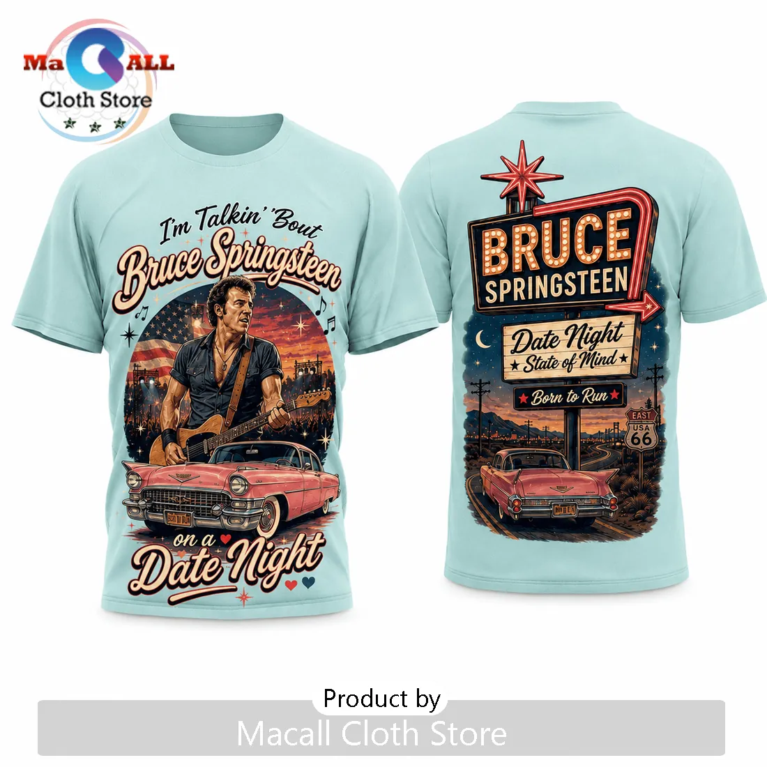 Bruce Springsteen Road Trip Premium Graphic T-Shirt