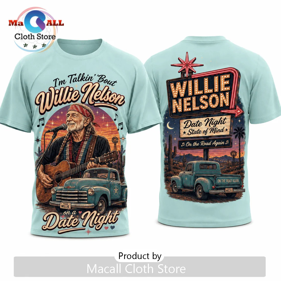 Willie Nelson Retro Road Trip Country Music Graphic T-Shirt